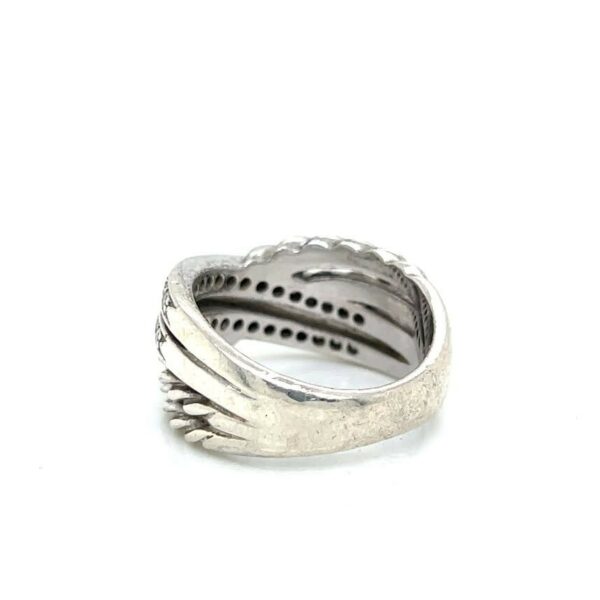 DAVID YURMAN DIAMOND CROSSOVER SILVER RING SIZE 8 - Image 9