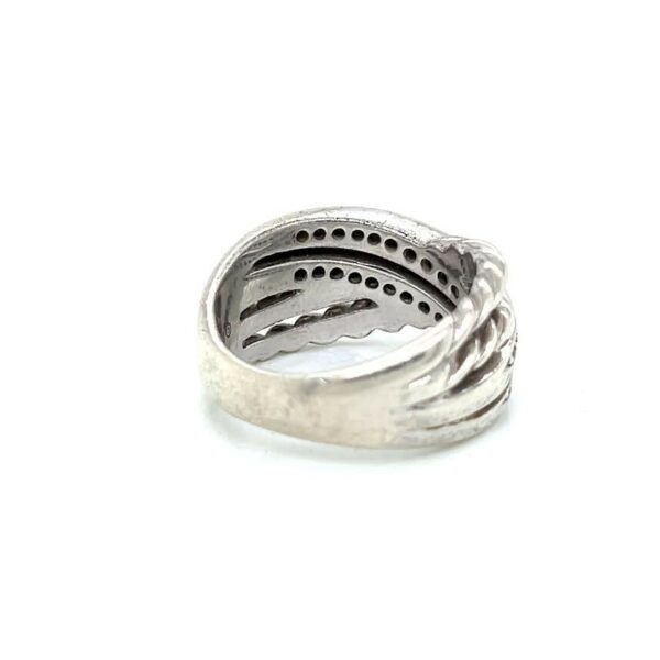 DAVID YURMAN DIAMOND CROSSOVER SILVER RING SIZE 8 - Image 10
