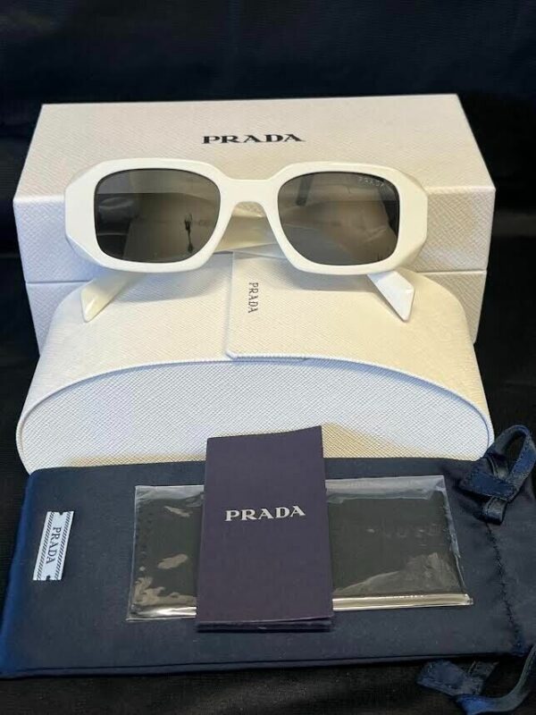 Prada Sunglasses PR 17WS 1425S0 49-20 TALC FRAME/ Dark Grey Lens 145mm - Image 6