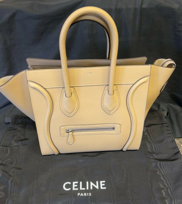 CELINE LUGGAGE PHANTOM LEATHER HANDBAG DOUBLE HANDLE TOTE TAUPE