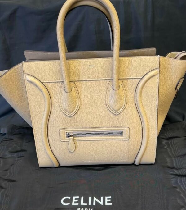 CELINE LUGGAGE PHANTOM LEATHER HANDBAG DOUBLE HANDLE TOTE TAUPE - Image 2