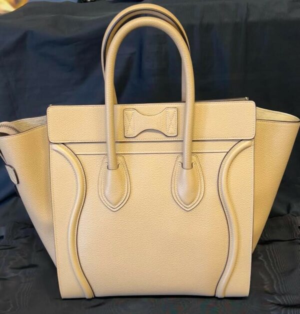 CELINE LUGGAGE PHANTOM LEATHER HANDBAG DOUBLE HANDLE TOTE TAUPE - Image 5