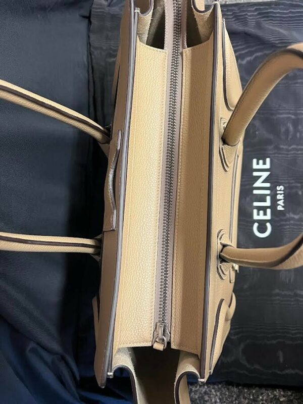 CELINE LUGGAGE PHANTOM LEATHER HANDBAG DOUBLE HANDLE TOTE TAUPE - Image 9