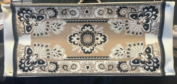 CHRISTIAN DIOR LARGE BOOK TOTE BEIGE MULTICOLOR BUTTERFLY BANDANA EMBROIDERY - Image 5