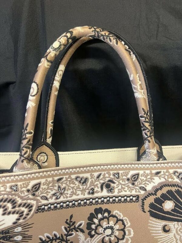 CHRISTIAN DIOR LARGE BOOK TOTE BEIGE MULTICOLOR BUTTERFLY BANDANA EMBROIDERY - Image 9