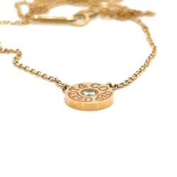 TIFFANY & CO DIAMOND CIRCLE PENDANT 16" NECKLACE 18K ROSE GOLD WITH BOX