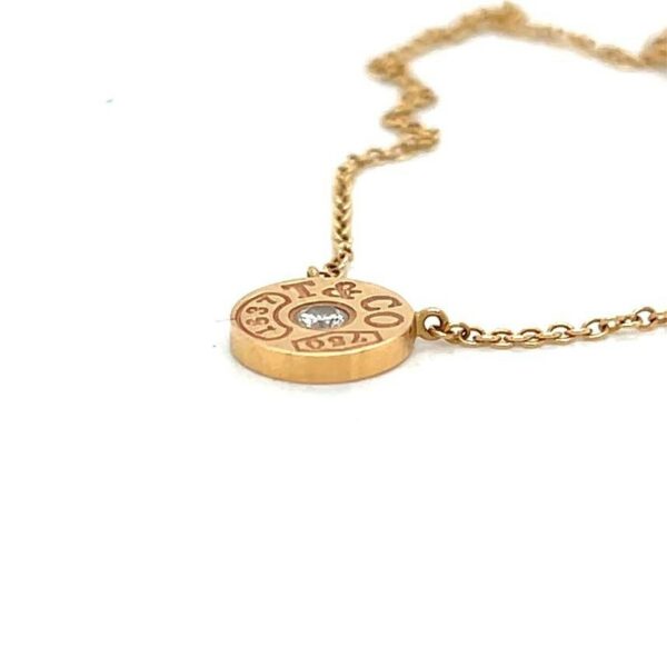 TIFFANY & CO DIAMOND CIRCLE PENDANT 16" NECKLACE 18K ROSE GOLD WITH BOX - Image 2