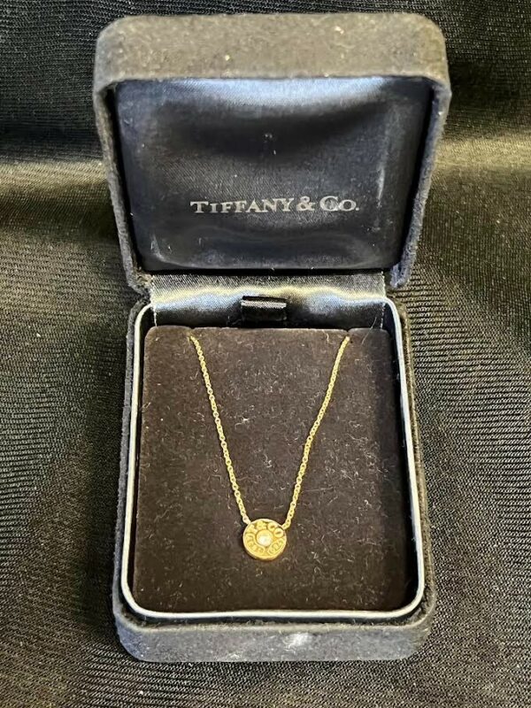 TIFFANY & CO DIAMOND CIRCLE PENDANT 16" NECKLACE 18K ROSE GOLD WITH BOX - Image 10