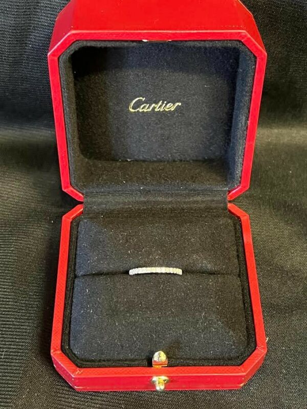 CARTIER ENTICILLE DE CARTIER WEDDING RING 2mm SEMI-PAVED PLATINUM SIZE 49 (5) - Image 10