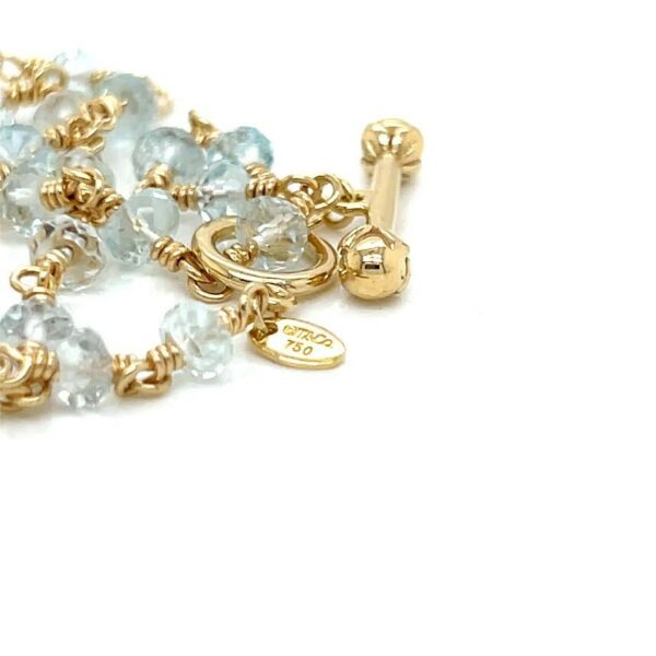 TIFFANY & CO 18K YELLOW GOLD BEADED TEARDROP PENDANT AQUAMARINE 16" NECKLACE - Image 6