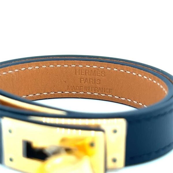 HERMES KELLY DOUBLE TOUR BRACELET NOIR CALFSKIN KELLY CLOSURE YELLOW GOLD PLATED - Image 2
