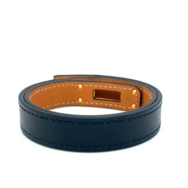 HERMES KELLY DOUBLE TOUR BRACELET NOIR CALFSKIN KELLY CLOSURE YELLOW GOLD PLATED - Image 8