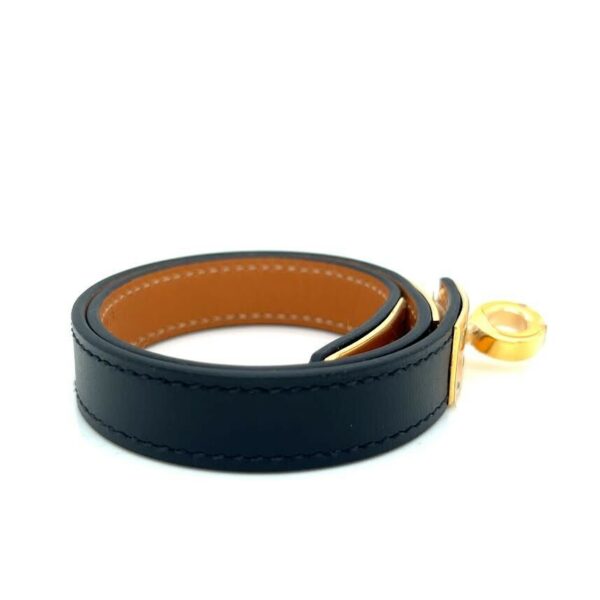 HERMES KELLY DOUBLE TOUR BRACELET NOIR CALFSKIN KELLY CLOSURE YELLOW GOLD PLATED - Image 11