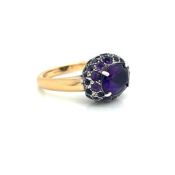 POMELLATO TABOU PURPLE AMETHYST 18K GOLD 925 SILVER RING SIZE 6 VINTAGE - Image 2
