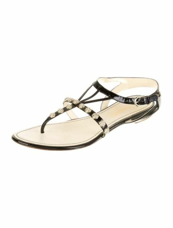 CHANEL SANDALS INTERLOCKING CC LOGO PATENT LEATHER GLADIATOR 94305 BLACK - Image 3