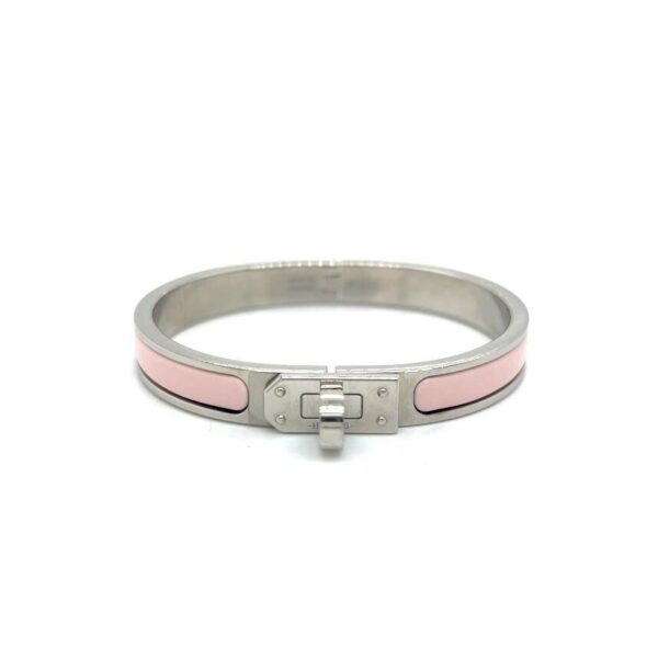 HERMES PINK MINI CLIC KELLY HINGED BANGLE BRACELET W BAG, BOX AND BOOKLET