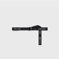 CELINE DOUBLE RING BLACK JAQUARD/CALFSKIN BELT FITS 80-100cm