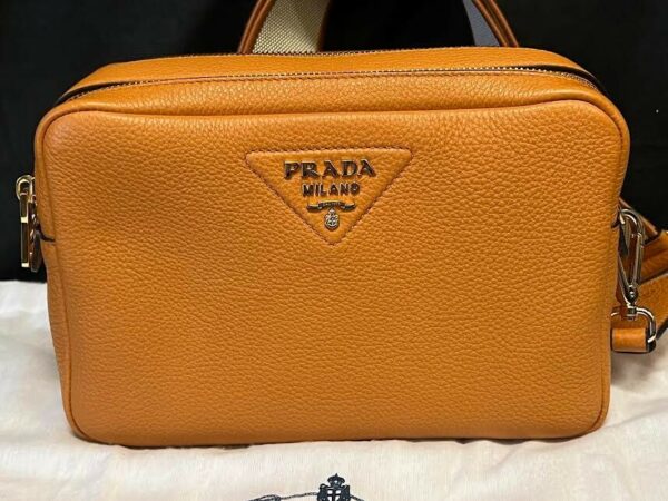 PRADA SMALL LEATHER SHOULDER BAG WITH EXTRA STRAP AMBER 1BH082_2DKV_F04GV_V_7NM - Image 6