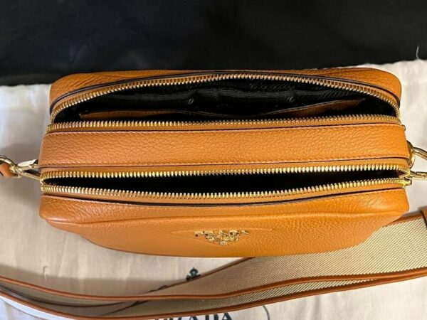 PRADA SMALL LEATHER SHOULDER BAG WITH EXTRA STRAP AMBER 1BH082_2DKV_F04GV_V_7NM - Image 11