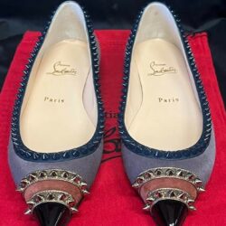 CHRISTIAN LOUBOUIN CALF HAIR SPIKED MALABAR HILL FLAT SIZE 38 (US 8)