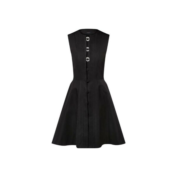 LOUIS VUITTON JEWEL BUTTON DRESS 1AFO58 SIZE 42 (US 10) 100% SILK