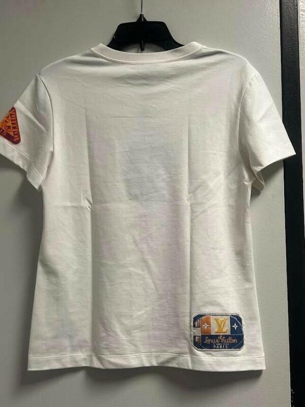 LOUIS VUITTON TRAVEL PATCH PRINT T-SHIRT 1AHISK SIZE S0 OPTIC WHITE COTTON - Image 3