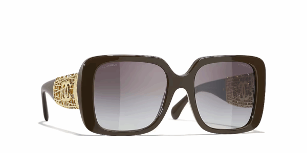 CHANEL SQUARE SUNGLASSES CH5532 1460S6 BROWN FRAME GRADIENT GREY LENS 140mm