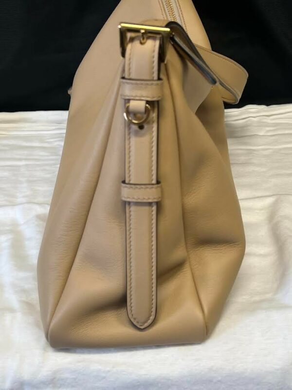 PRADA AIMEE LARGE LEATHER SHOULDER BAG SAND/GOLD 1BC228_2CYS_F02YP_V_LVM - Image 6
