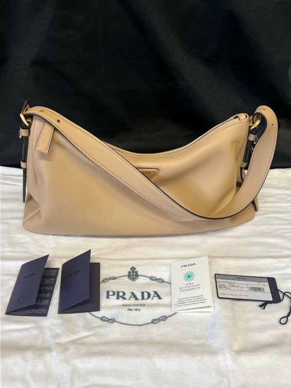 PRADA AIMEE LARGE LEATHER SHOULDER BAG SAND/GOLD 1BC228_2CYS_F02YP_V_LVM - Image 19