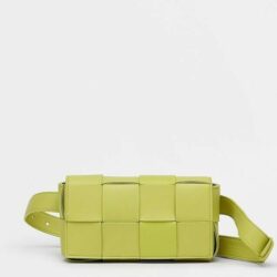 BOTTEGA VENETA BELT CASSETTE ACIDKIWI INTRECCIATO NAPPA LEATHER ADJUSTABLE STRAP