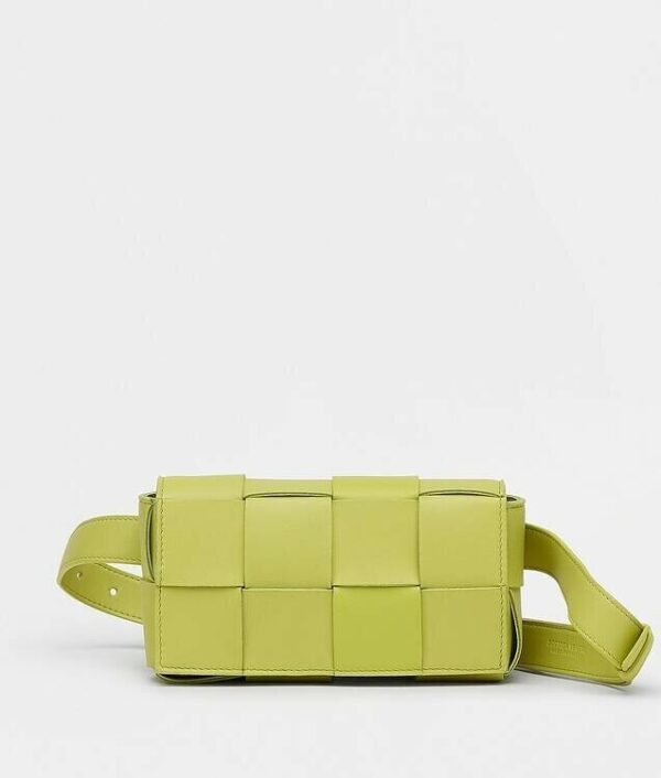 BOTTEGA VENETA BELT CASSETTE ACIDKIWI INTRECCIATO NAPPA LEATHER ADJUSTABLE STRAP
