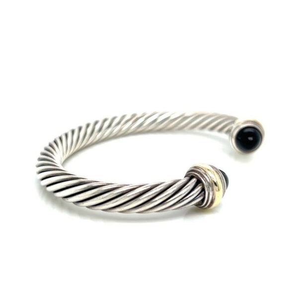 DAVID YURMAN ONYX TWO TONE CABLE CUFF STERLING SILVER 925 14K GOLD - Image 2
