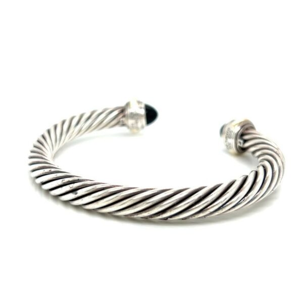 DAVID YURMAN ONYX TWO TONE CABLE CUFF STERLING SILVER 925 14K GOLD - Image 3
