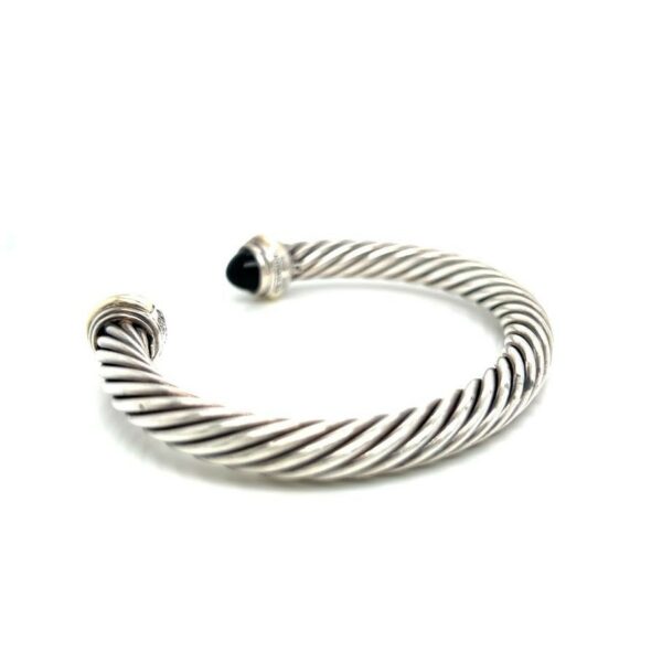 DAVID YURMAN ONYX TWO TONE CABLE CUFF STERLING SILVER 925 14K GOLD - Image 5