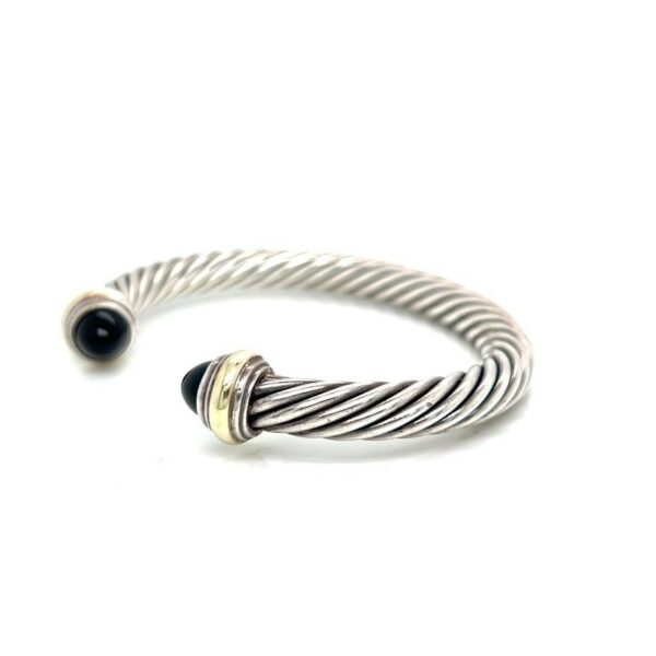 DAVID YURMAN ONYX TWO TONE CABLE CUFF STERLING SILVER 925 14K GOLD - Image 6