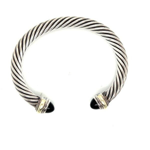 DAVID YURMAN ONYX TWO TONE CABLE CUFF STERLING SILVER 925 14K GOLD - Image 8