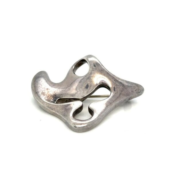 GEORG JENSEN AMOEBA BROOCH STERLING SILVER 925 VINTAGE DENMARK 322 STAMP 1950s - Image 2