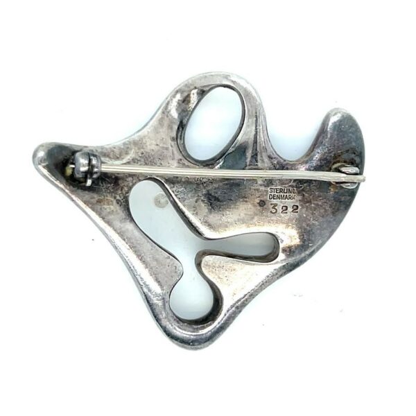 GEORG JENSEN AMOEBA BROOCH STERLING SILVER 925 VINTAGE DENMARK 322 STAMP 1950s - Image 8