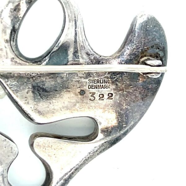 GEORG JENSEN AMOEBA BROOCH STERLING SILVER 925 VINTAGE DENMARK 322 STAMP 1950s - Image 9