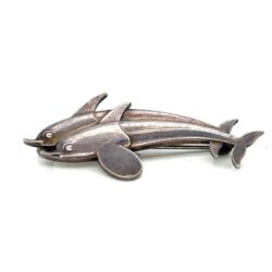 Georg Jensen Denmark Design #317 Sterling Silver Two Dolphin Vintage Brooch Pin