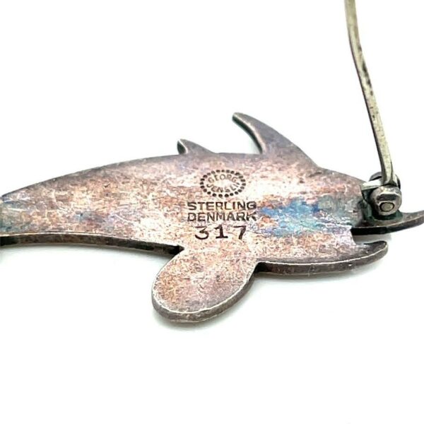 Georg Jensen Denmark Design #317 Sterling Silver Two Dolphin Vintage Brooch Pin - Image 7