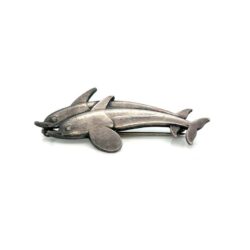 Georg Jensen Denmark #317 Sterling Silver Two Dolphin Jumping Vintage Brooch
