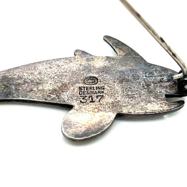 Georg Jensen Denmark #317 Sterling Silver Two Dolphin Jumping Vintage Brooch - Image 8