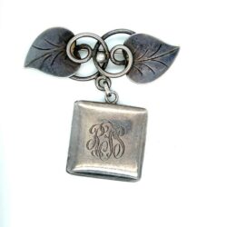 GEORG JENSEN STERLING SILVER HAND WROUGHT LEAF DANGLE LOCKET BROOCH PIN #113