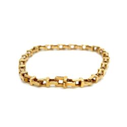 TIFFANY & CO NARROW T CHAIN BRACELET YELLOW GOLD 18K/AU750 ITALY  7.5 in