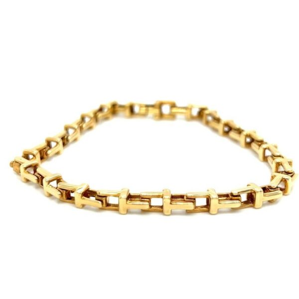 TIFFANY & CO NARROW T CHAIN BRACELET YELLOW GOLD 18K/AU750 ITALY  7.5 in - Image 2