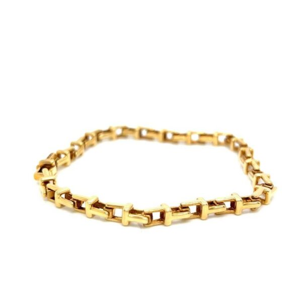 TIFFANY & CO NARROW T CHAIN BRACELET YELLOW GOLD 18K/AU750 ITALY  7.5 in - Image 3