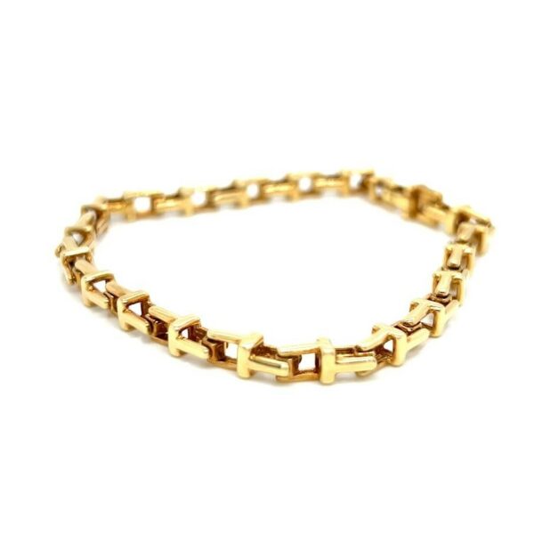 TIFFANY & CO NARROW T CHAIN BRACELET YELLOW GOLD 18K/AU750 ITALY  7.5 in - Image 4