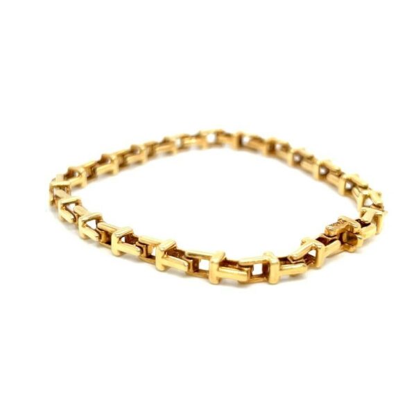 TIFFANY & CO NARROW T CHAIN BRACELET YELLOW GOLD 18K/AU750 ITALY  7.5 in - Image 5