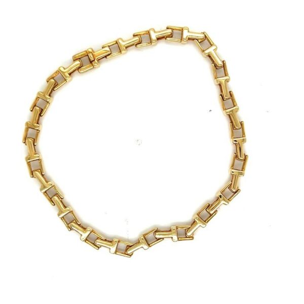 TIFFANY & CO NARROW T CHAIN BRACELET YELLOW GOLD 18K/AU750 ITALY  7.5 in - Image 6